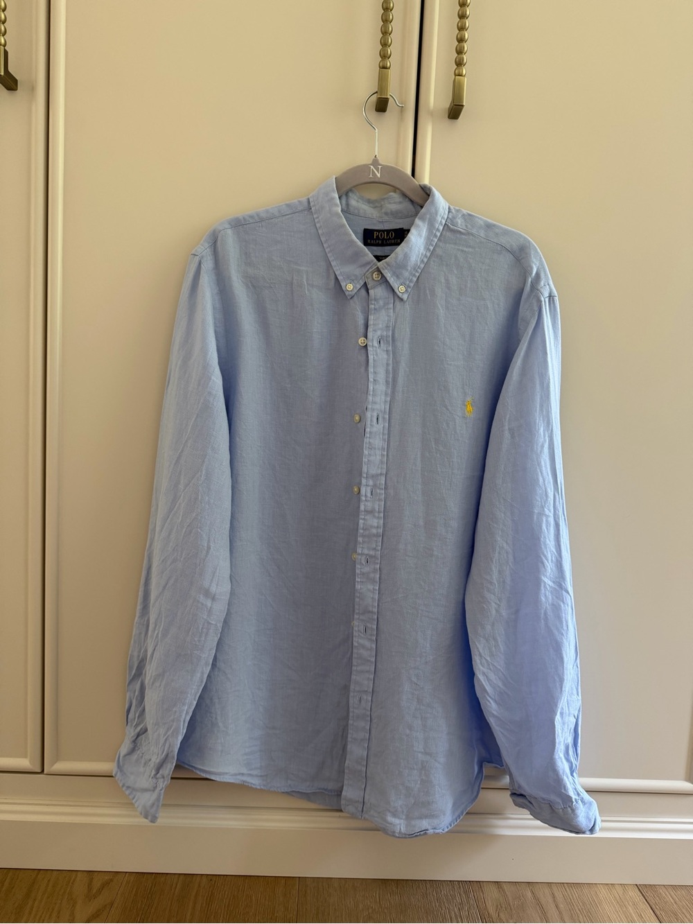 Polo by Ralph Lauren Linen Light Blue Button-Down Men's Shirt Size XL